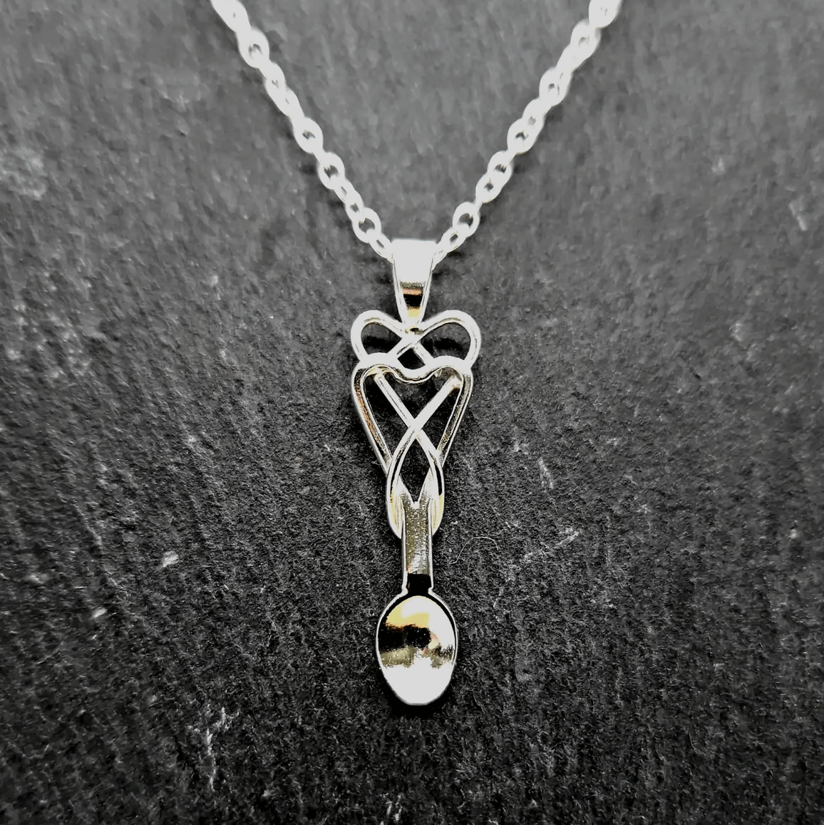 Double heart lovespoon necklace