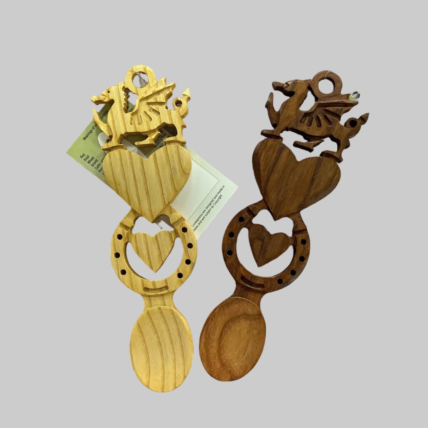 Dragon heart and horseshoe lovespoon