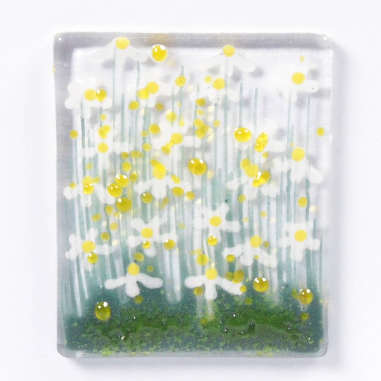 Handmade Fused Glass Greeting Card - Daisy Card - Gifts of Wales