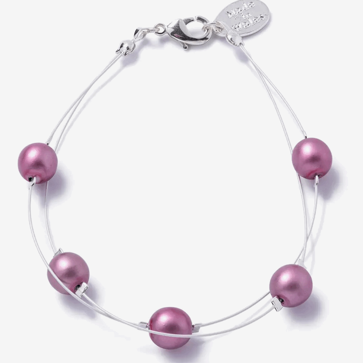 Raspberry floating pearl bracelet