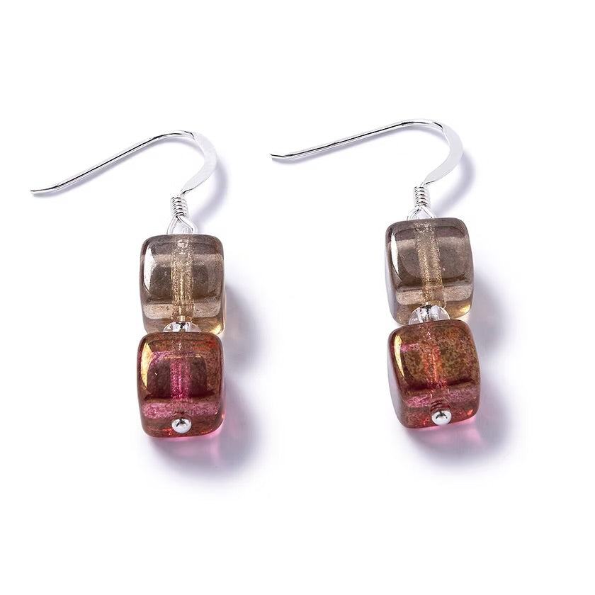 Symphony glass bead earrings n amber