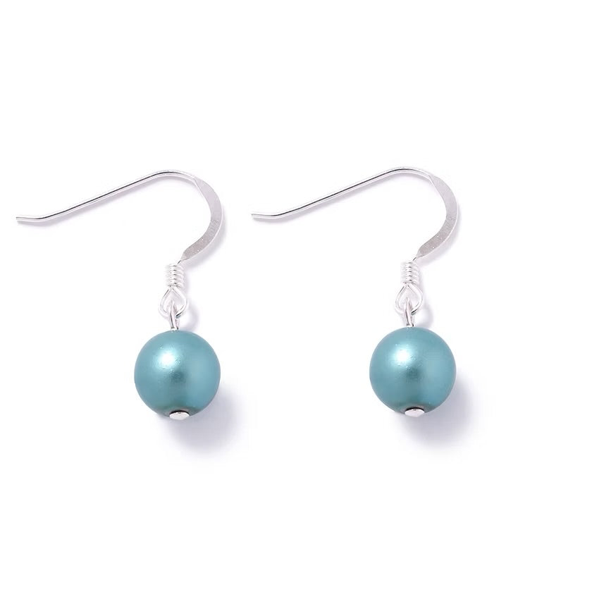 Teal Floating pearl earrings