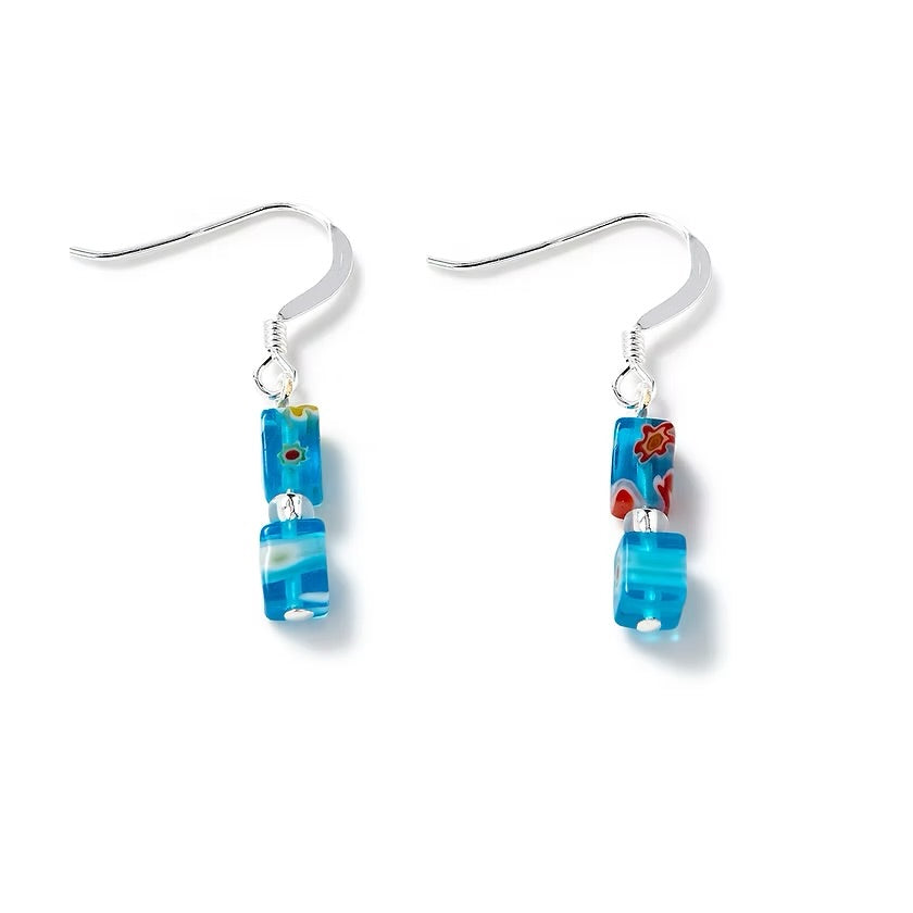 Turquoise millefiori earrings