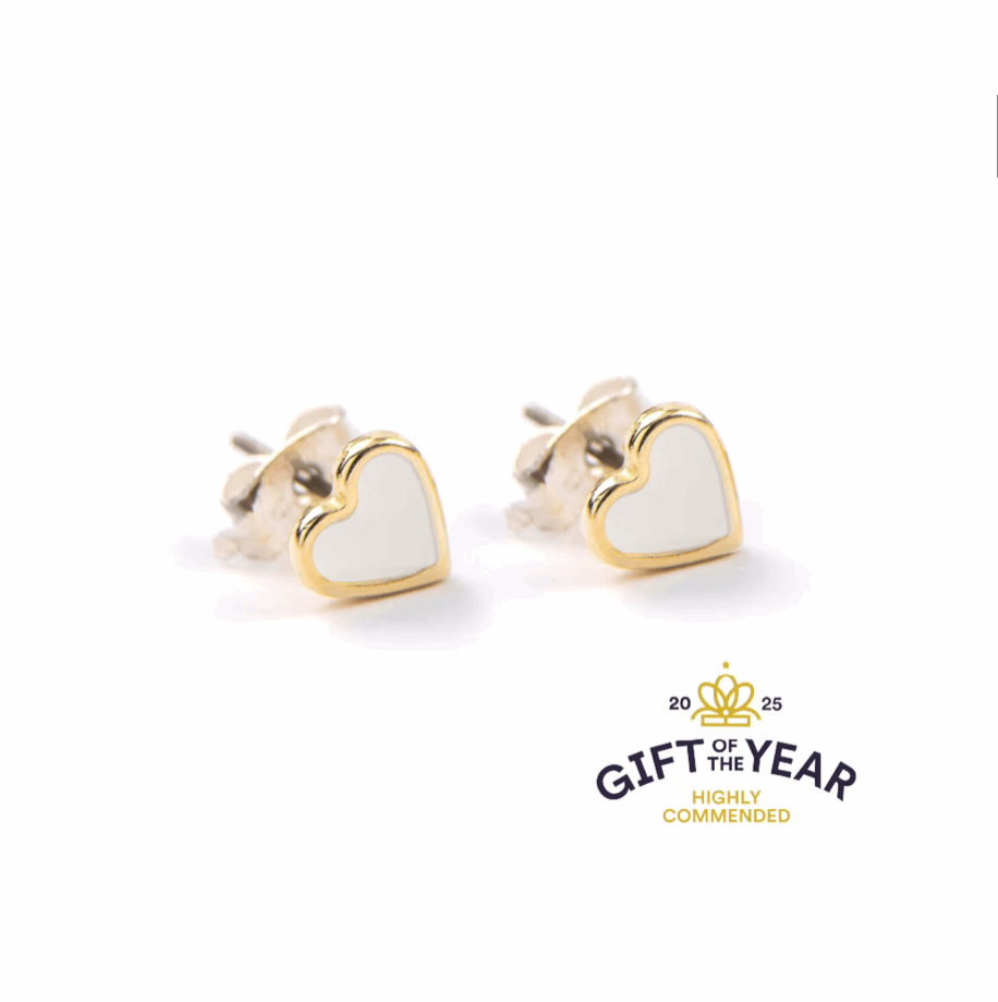 White heart gold studs