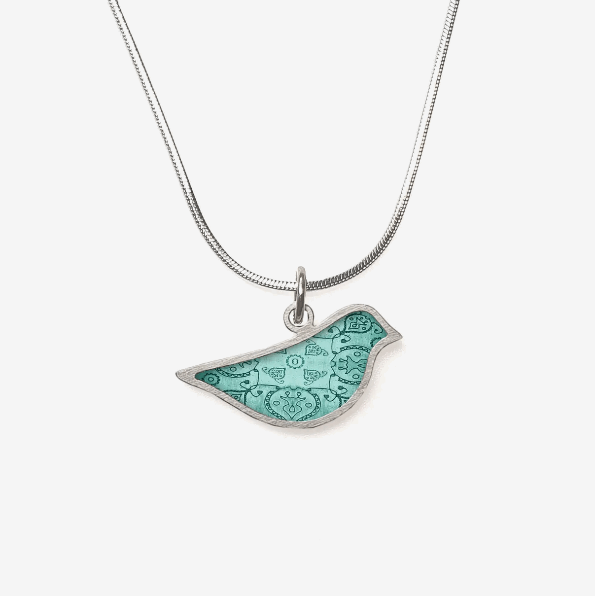 Aquamarine bird ceramic pendant