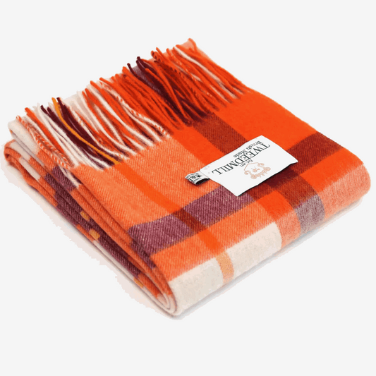 Autumn check lambswool scarf