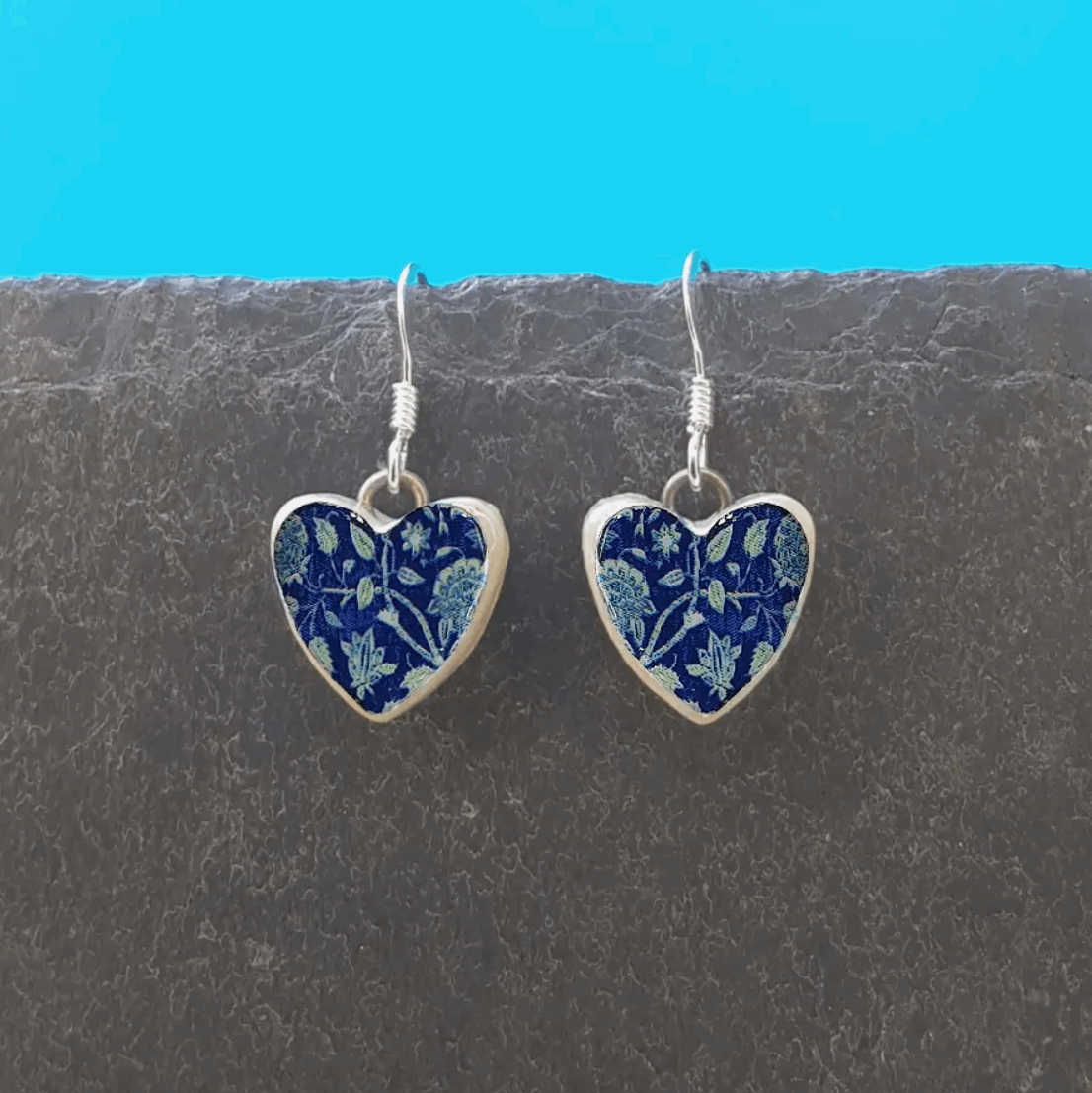 Blue floral earrings