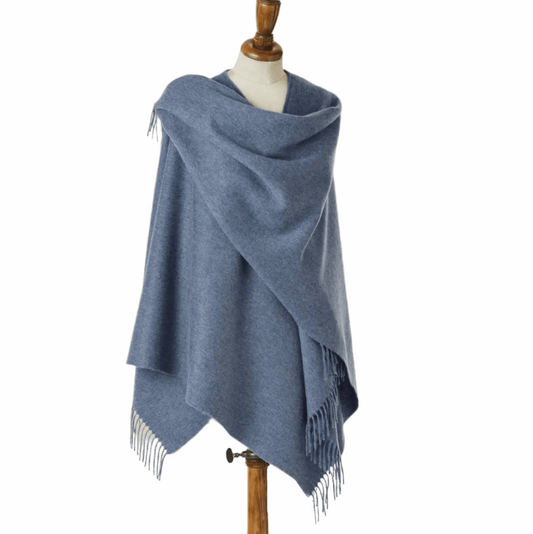 Blue merino ruana