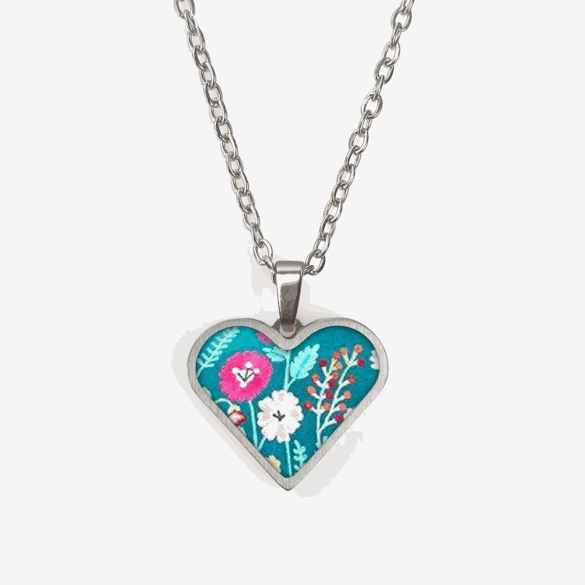Ceramic turquoise floral pendant