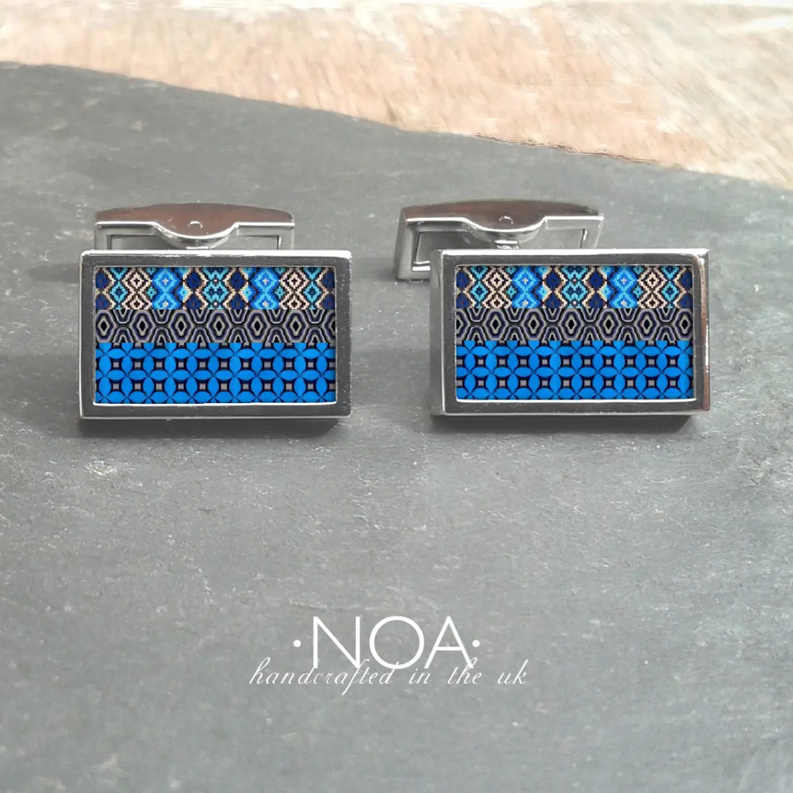 Ceramic inlay cufflinks Blue