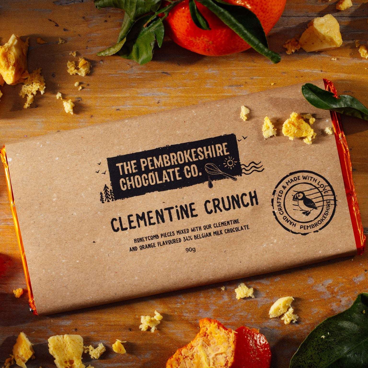 Clementine crunch milk chocolate bar