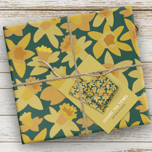 Daffodil bloom tea towel