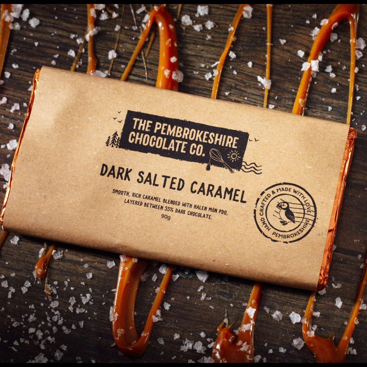 Dark chocolate salted caramel bar