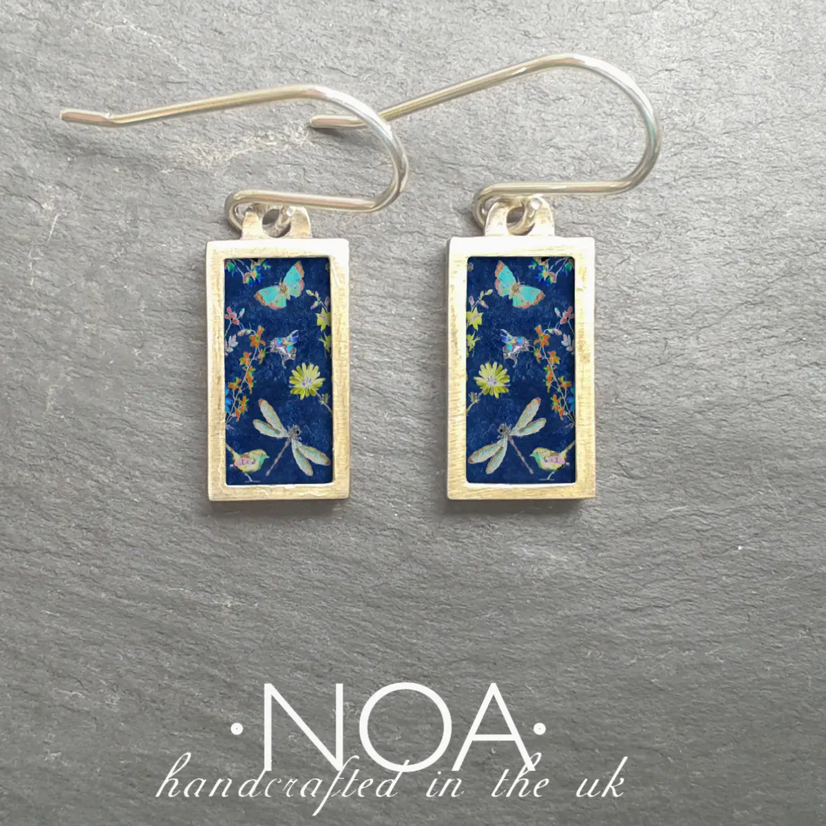 Dragonfly gold plated stainless steel ceramic earrings