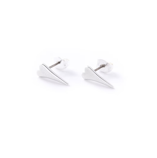 Elongated heart stud earrings