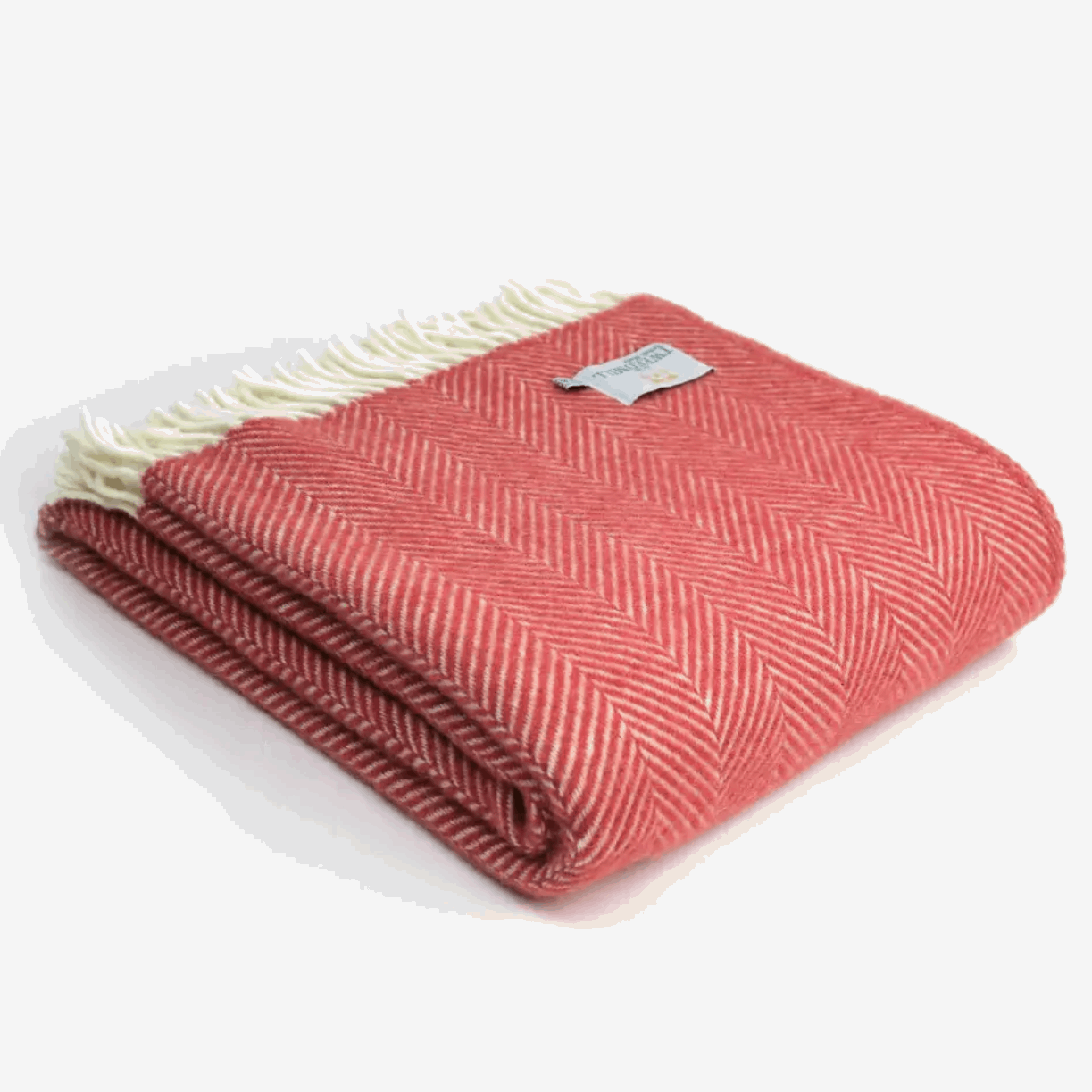 Fishbone cranberry pure new wool throw
