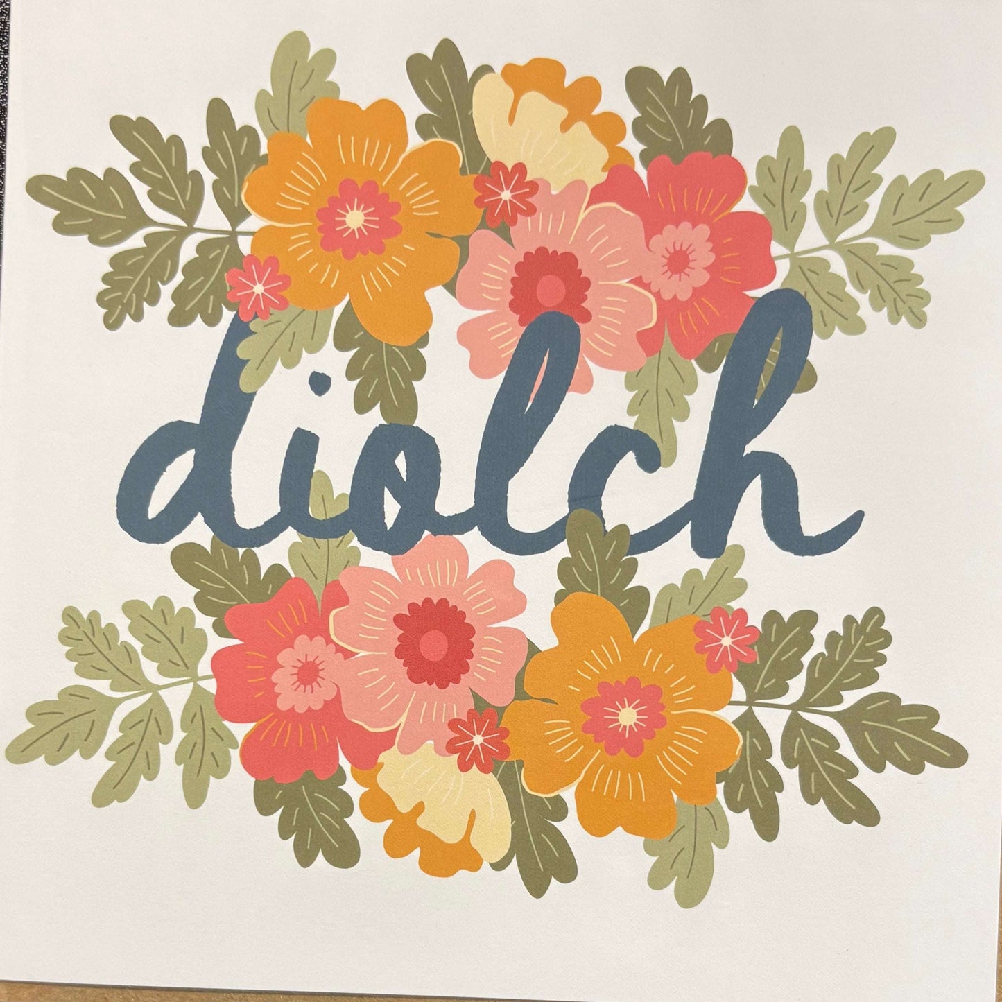Floral diolch card 