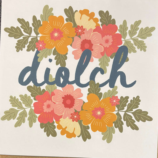 Floral diolch card 