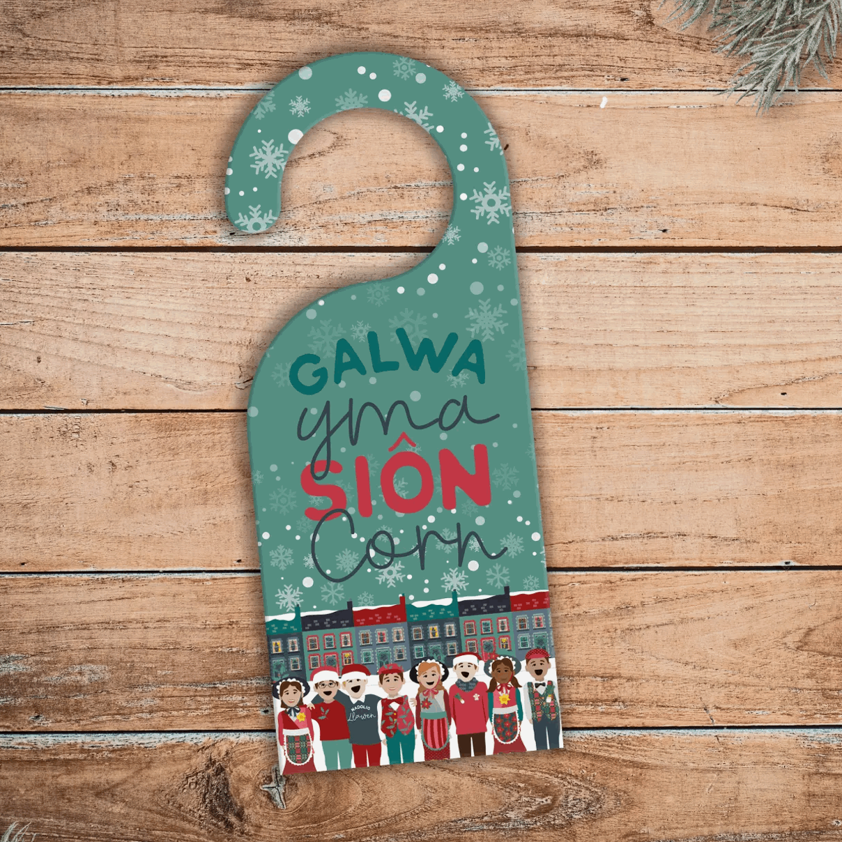 Galwa yma Siôn Corn door hanger