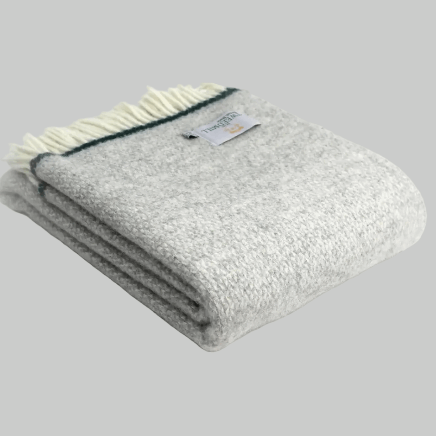 Illusion grey throw with green stripe
