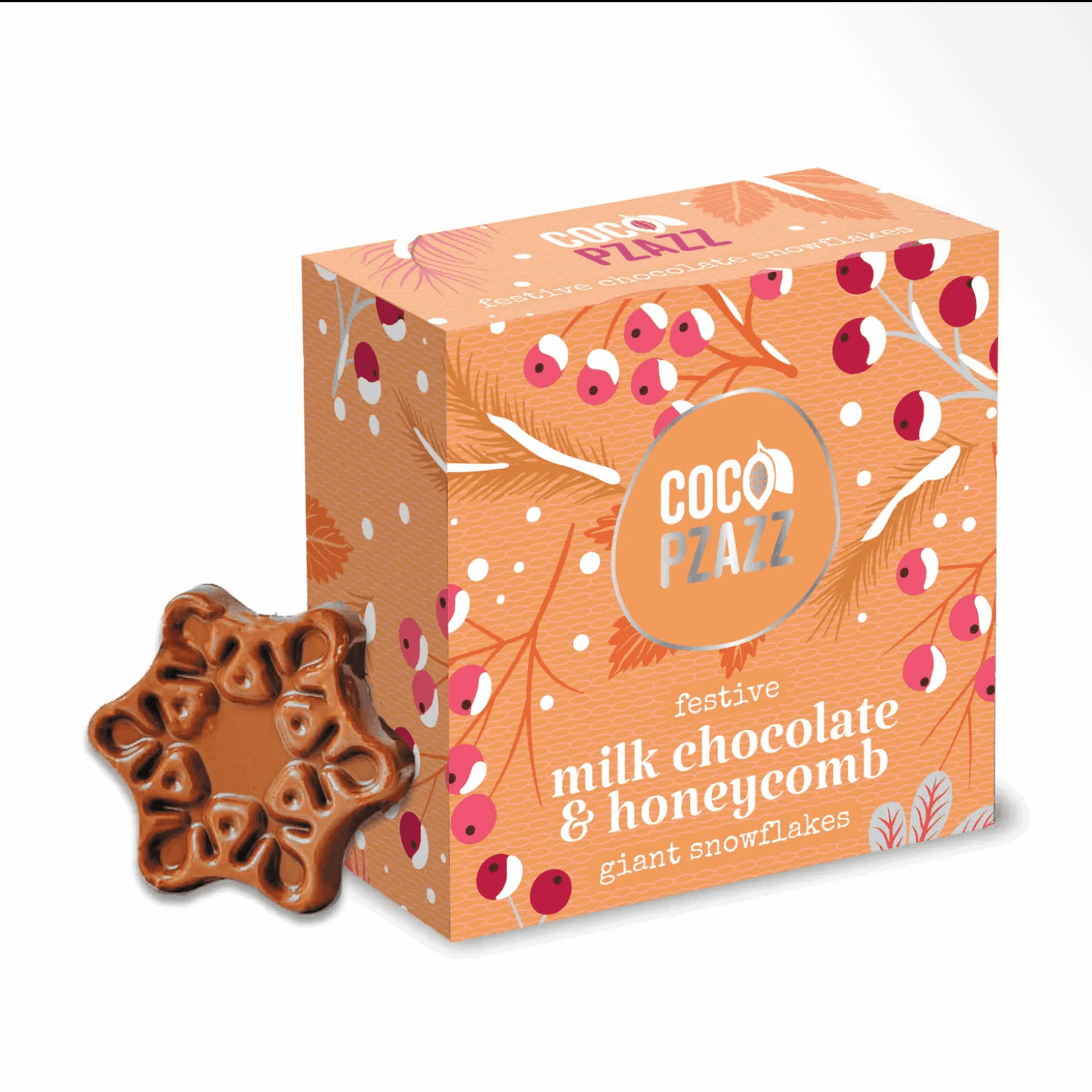 Milk chocolate and honeycomb snowflakes