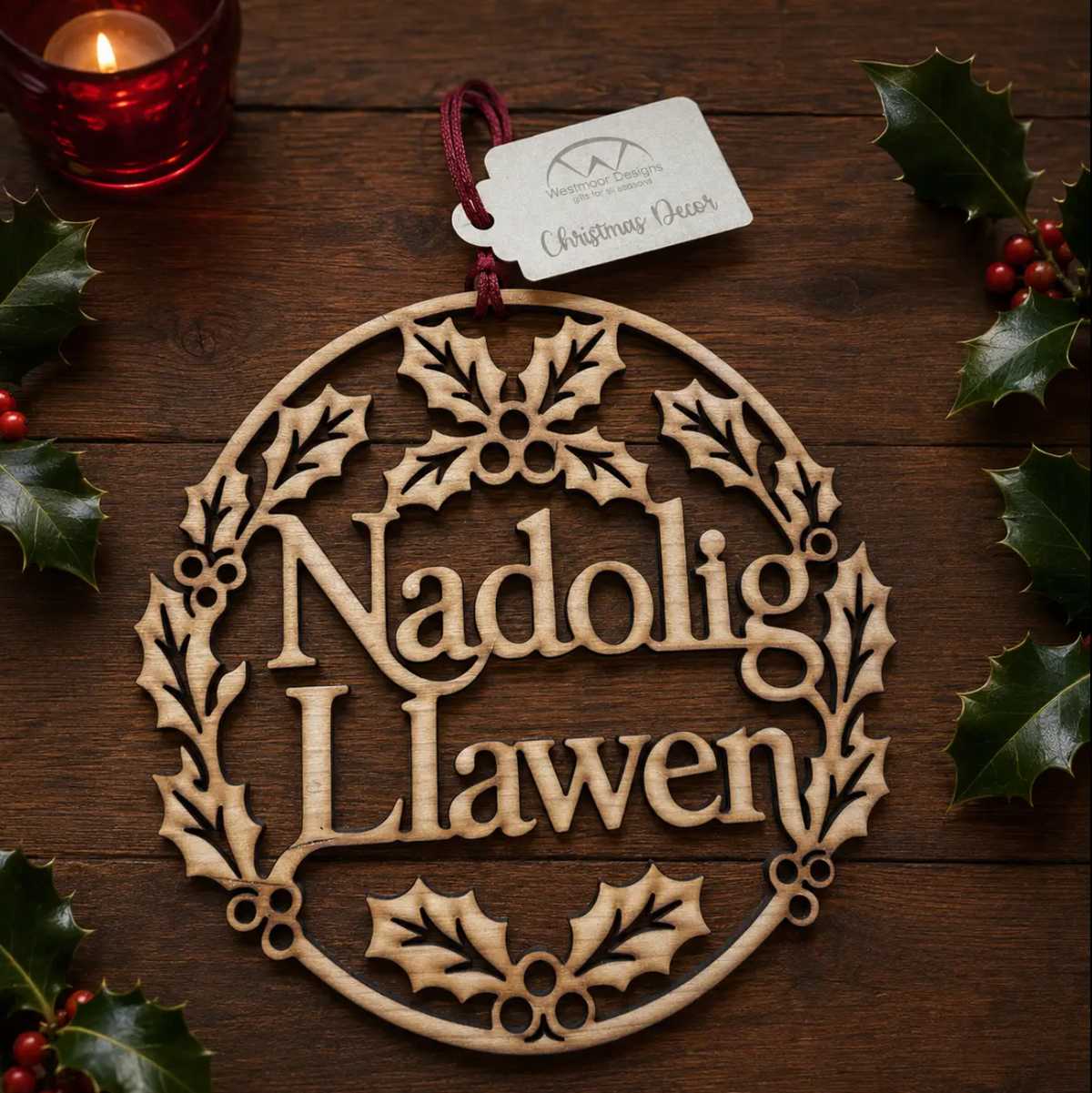 Nadolig llawen wreath decoration 