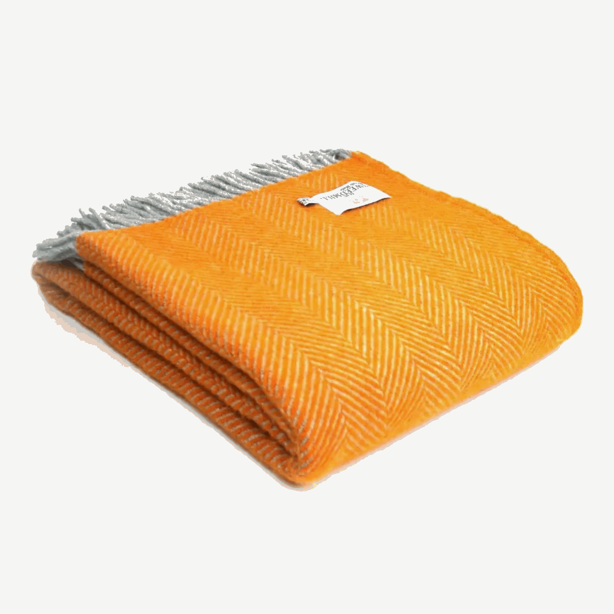 Orange herringbone pure new wool throw