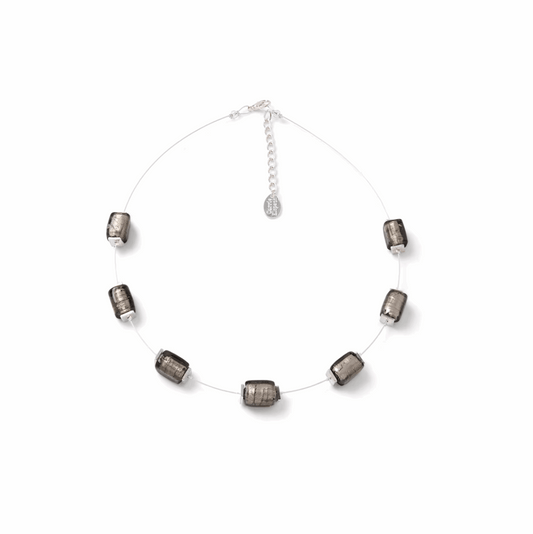 Pewter reflections beaded necklace