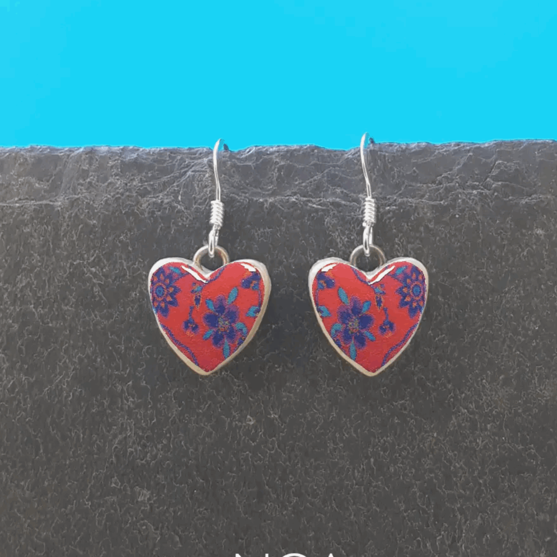 Pink floral ceramic earrings 
