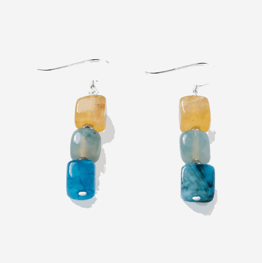 Rainbow agate cool earrings
