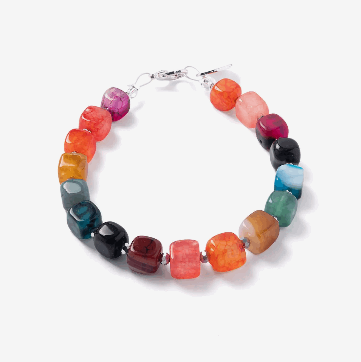 Rainbow agate cube bracelet