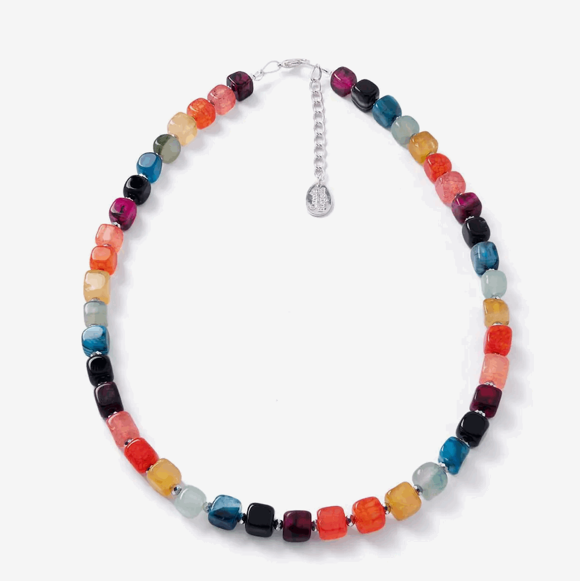 Rainbow agate cube necklace 