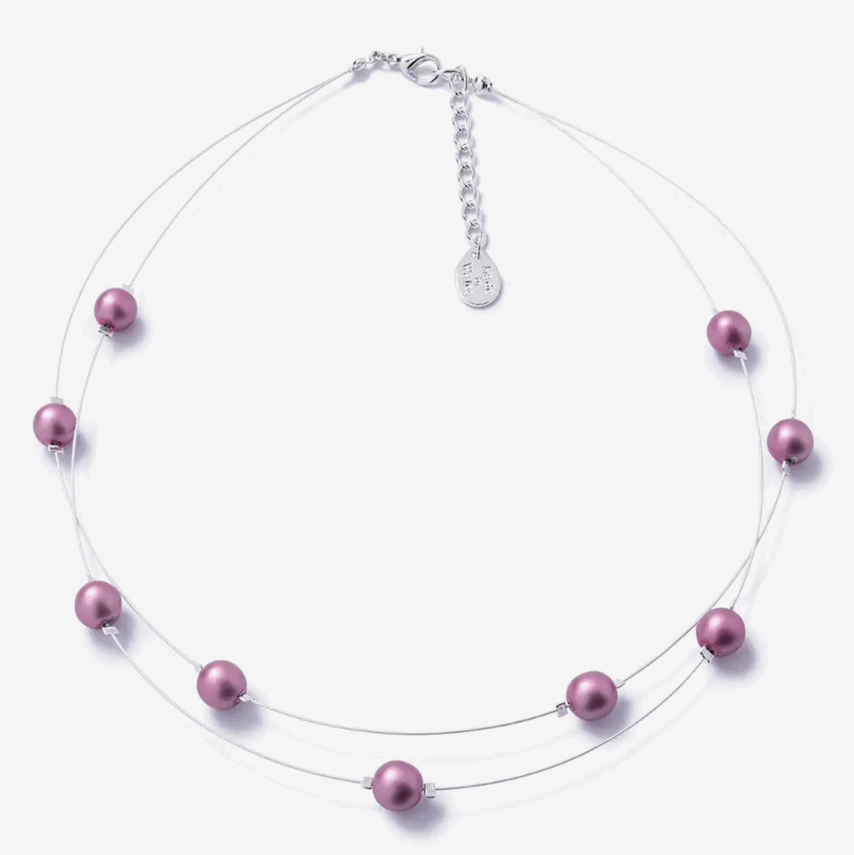 Raspberry floating pearl necklace