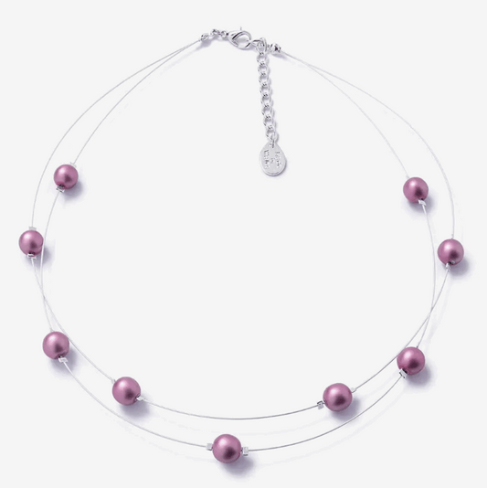 Raspberry floating pearl necklace