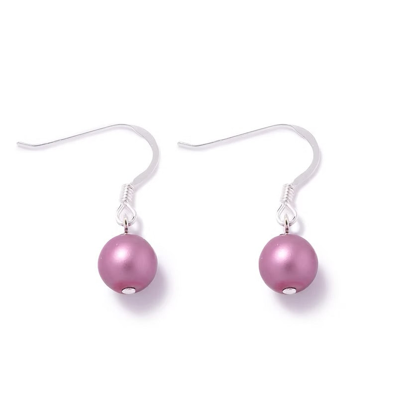 Raspberry Floating pearl earrings