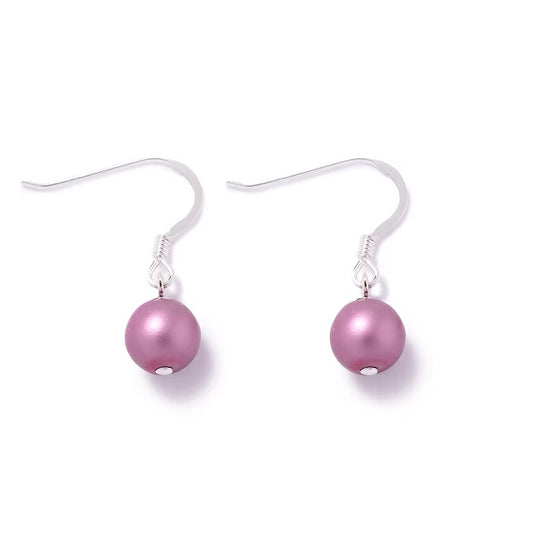 Raspberry Floating pearl earrings