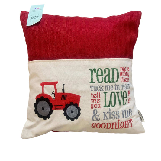 Red tractor reading cushion | Gifts of Wales
