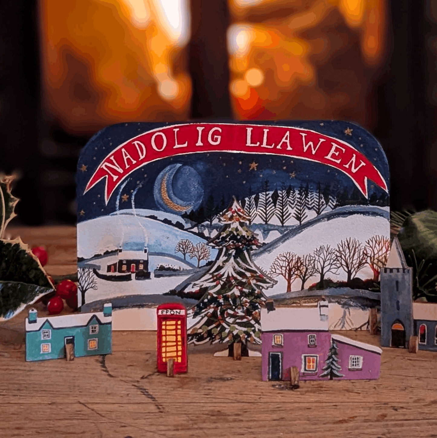Village standing wooden scene
