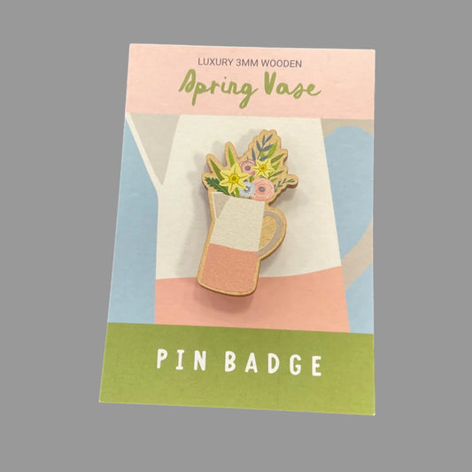 Spring vase pin badge