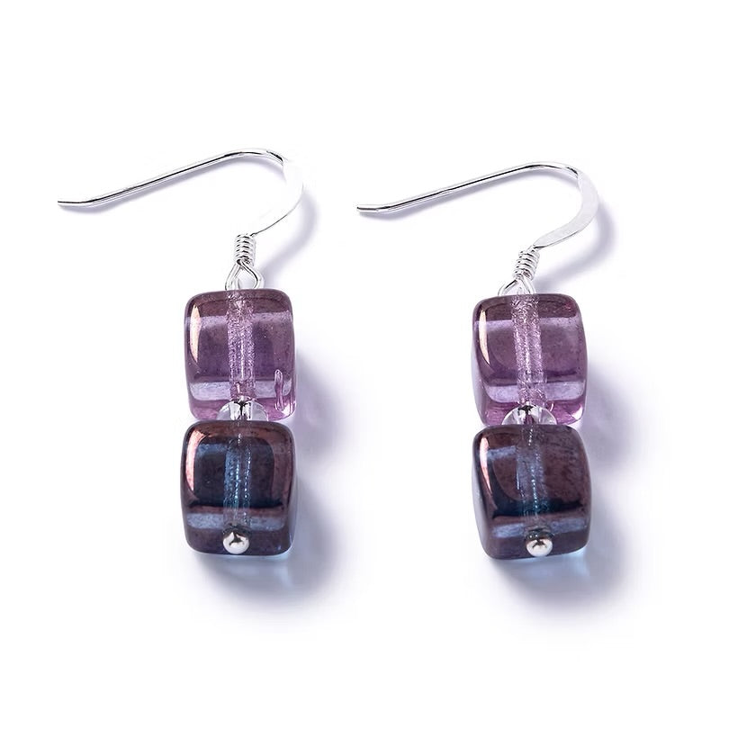 Symphony glass bead earrings In Amythest