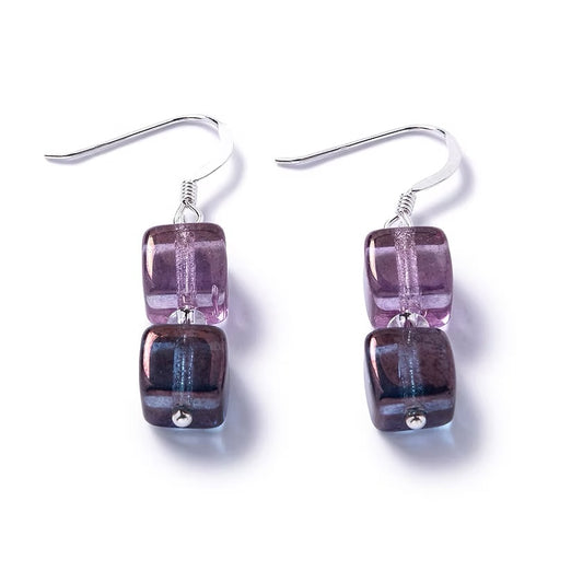 Symphony glass bead earrings In Amythest