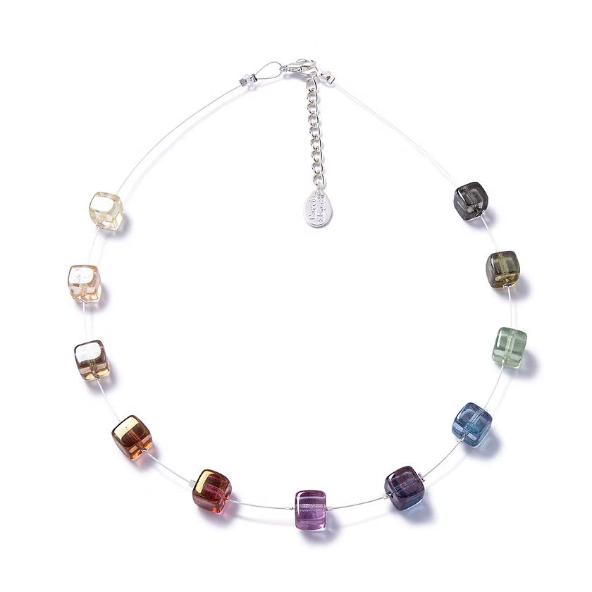 Symphony glass bead spaced necklace