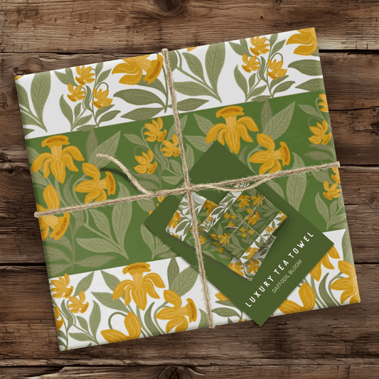 Vintage style daffodil tea towel